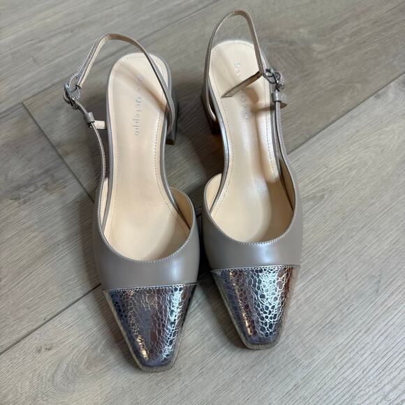 NEW DEE OCLEPPO Naples Cap Toe Slingback Pump In Beige/silver - Picture 2 of 6